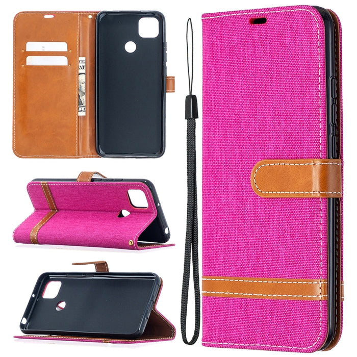 Estuche de cuero con tapa horizontal de textura de mezclilla a juego con soporte y ranuras para tarjetas y billetera y cordón, For Xiaomi Redmi 9A, For Xiaomi Redmi 9C