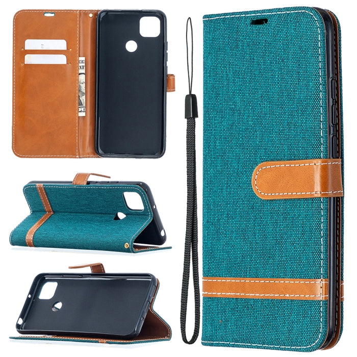 Estuche de cuero con tapa horizontal de textura de mezclilla a juego con soporte y ranuras para tarjetas y billetera y cordón, For Xiaomi Redmi 9A, For Xiaomi Redmi 9C