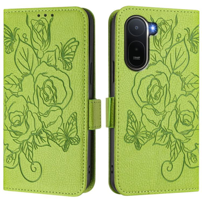 Funda de cuero antirrobo para teléfono con RFID y diseño de rosas en relieve, For Redmi A7 Pro 171mm / Poco C85x 5G, For Redmi 15a 5G, For Redmi Turbo 5 Max / Poco X8 Pro Max, For Redmi Turbo 5 5G Global / Poco X8 Pro 5G                                ...