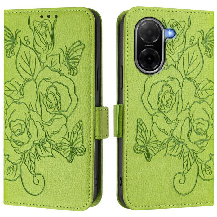 Funda de cuero antirrobo para teléfono con RFID y diseño de rosas en relieve, For Redmi A7 Pro 171mm / Poco C85x 5G, For Redmi 15a 5G, For Redmi Turbo 5 Max / Poco X8 Pro Max, For Redmi Turbo 5 5G Global / Poco X8 Pro 5G                                ...