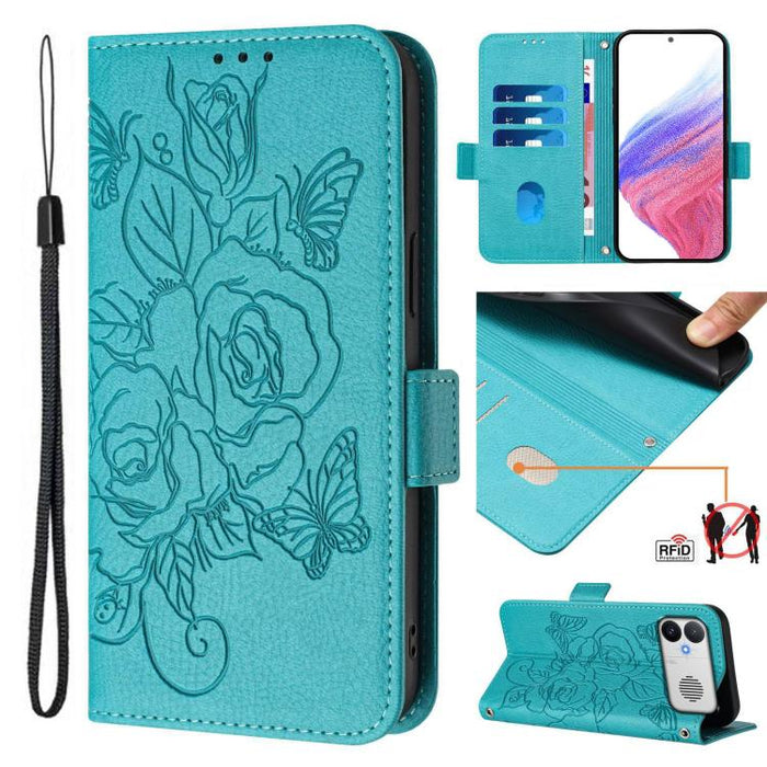 Funda de cuero antirrobo para teléfono con RFID y diseño de rosas en relieve, For Redmi A7 Pro 171mm / Poco C85x 5G, For Redmi 15a 5G, For Redmi Turbo 5 Max / Poco X8 Pro Max, For Redmi Turbo 5 5G Global / Poco X8 Pro 5G                                ...