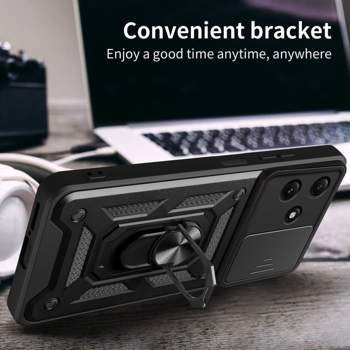 Funda para teléfono de TPU+PC con diseño de cubierta de cámara deslizante, For Redmi 12 5G