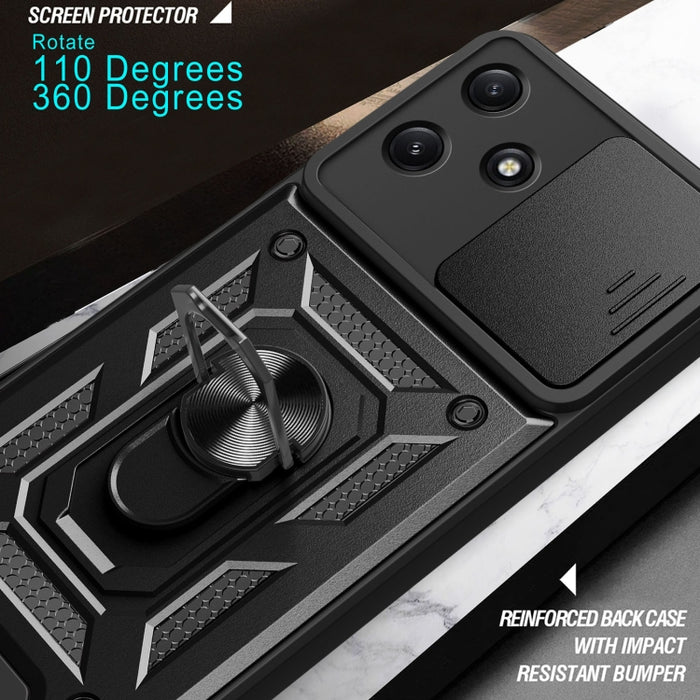 Funda para teléfono de TPU+PC con diseño de cubierta de cámara deslizante, For Redmi 12 5G