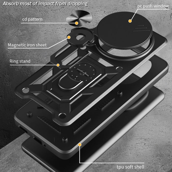 Funda para teléfono de TPU+PC con diseño de cubierta de cámara deslizante, For Redmi 12 5G