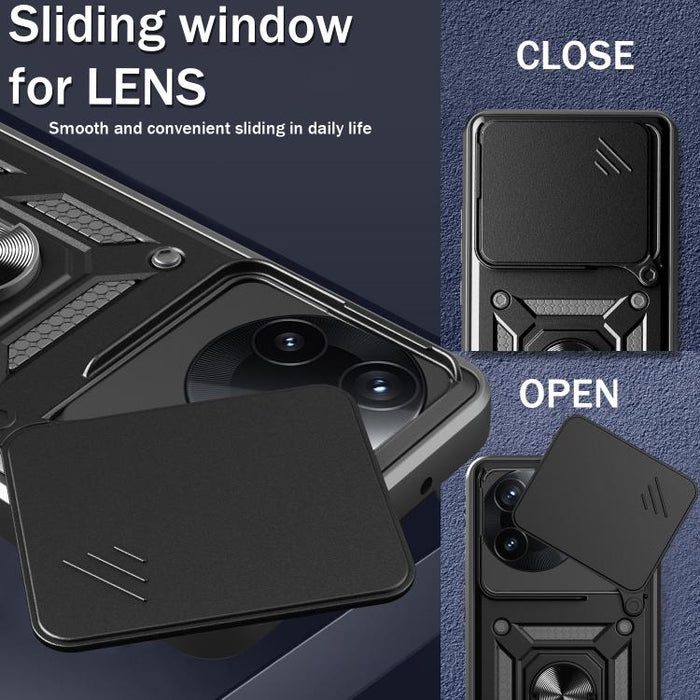 Funda para teléfono de TPU+PC con diseño de cubierta de cámara deslizante, For Redmi 12 5G