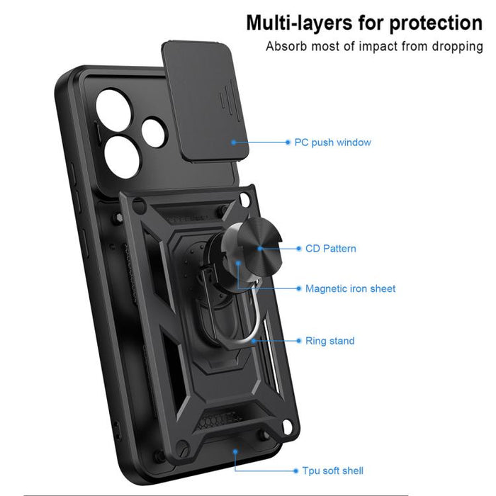 Funda para teléfono de TPU+PC con diseño de cubierta de cámara deslizante, For Redmi A7 Pro 4G / Poco C85x, For Redmi Note 15 Pro+ 5G Global 163.3mm, For Redmi Note 15 5G / 4G Global 164mm, For Redmi Note 15 Pro 5G Global 163.6mm                       ...