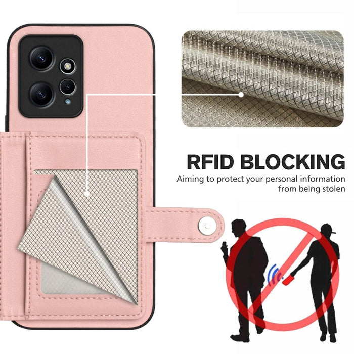 Funda para teléfono antirrobo RFID con botón y tarjeta, For Redmi Note 12 4G Global, For Redmi Note 12 Pro+ Global, For Redmi Note 12 Pro 5G Global, For Redmi Note 12 Pro Speed, For Redmi Note 12 5G Global, For Redmi 12C / 11A, For Redmi 10C