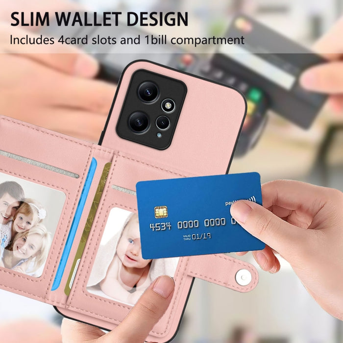 Funda para teléfono antirrobo RFID con botón y tarjeta, For Redmi Note 12 4G Global, For Redmi Note 12 Pro+ Global, For Redmi Note 12 Pro 5G Global, For Redmi Note 12 Pro Speed, For Redmi Note 12 5G Global, For Redmi 12C / 11A, For Redmi 10C