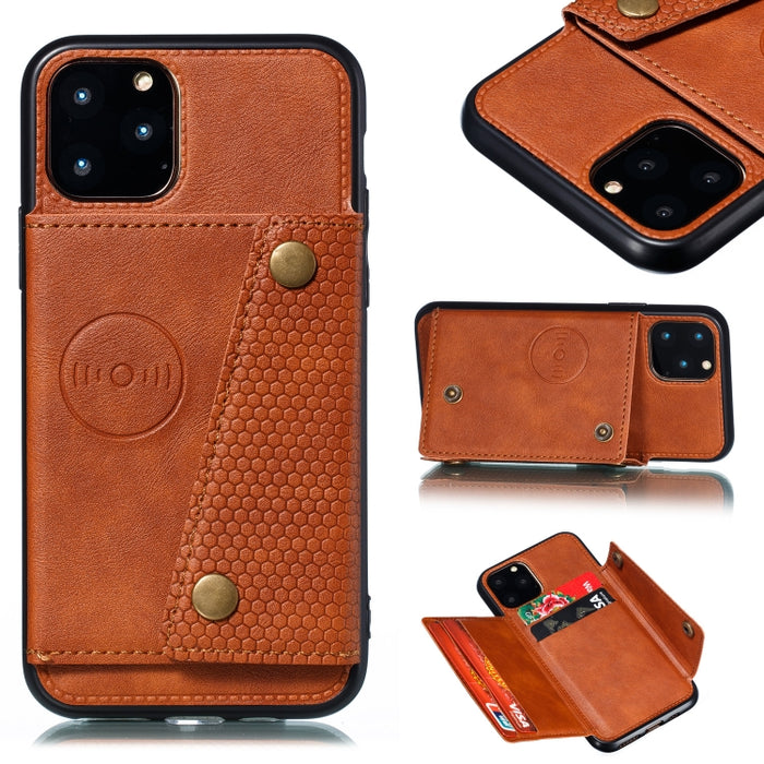 Estuche protector de cuero con soporte y ranuras para tarjetas