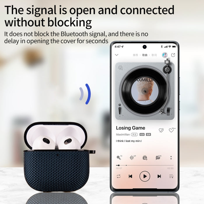 Estuche impermeable de nailon para auriculares inalámbricos con gancho, For AirPods Pro 3, For AirPods 4, For AirPods Pro 2