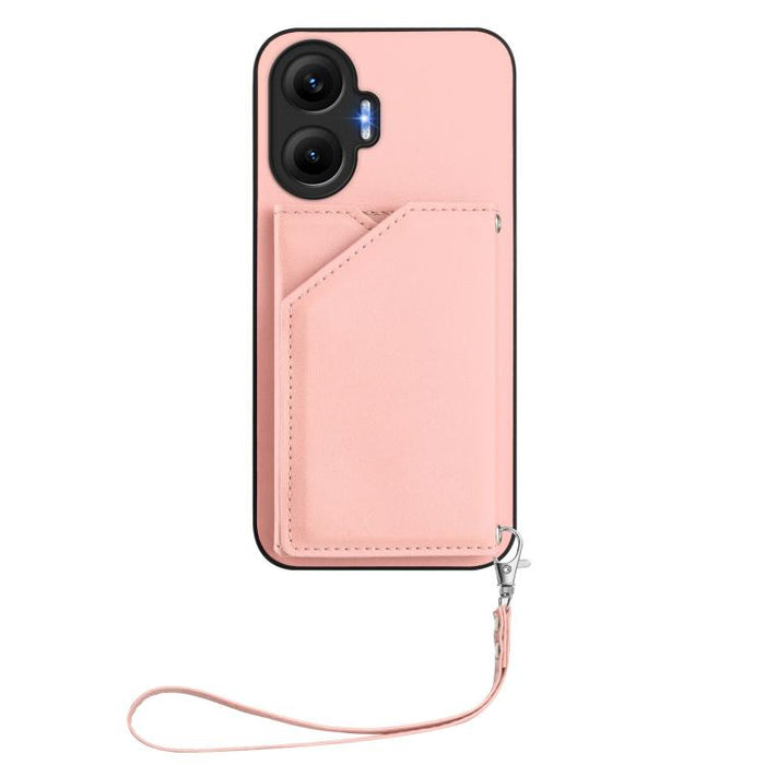 Estuche para teléfono con cuatro ranuras para tarjetas y correa para la muñeca con tacto de piel, For Redmi Turbo 4 Pro / Poco F7, For Redmi A5 4G 171.7mm / Poco C71, For Redmi Note 13R / Redmi 13, For Redmi A3 4G Global, For Redmi Note 13 Pro 4G Globa...