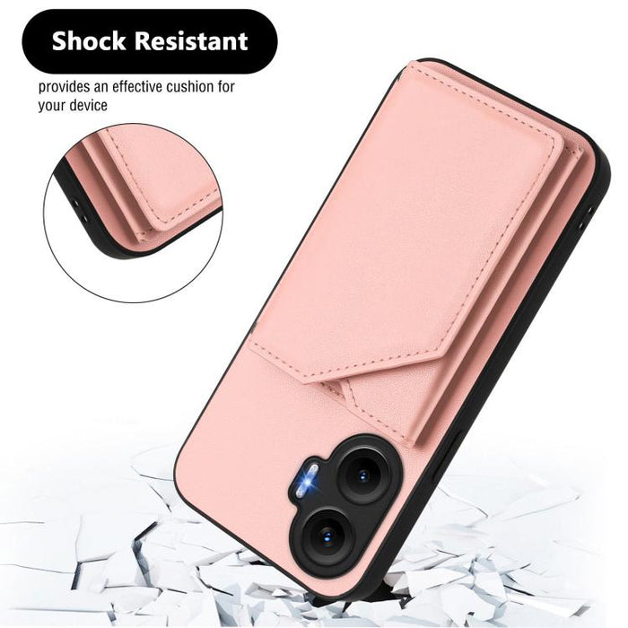 Estuche para teléfono con cuatro ranuras para tarjetas y correa para la muñeca con tacto de piel, For Redmi Turbo 4 Pro / Poco F7, For Redmi A5 4G 171.7mm / Poco C71, For Redmi Note 13R / Redmi 13, For Redmi A3 4G Global, For Redmi Note 13 Pro 4G Globa...