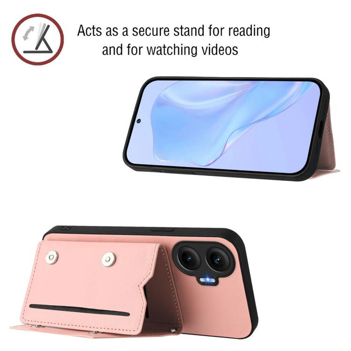 Estuche para teléfono con cuatro ranuras para tarjetas y correa para la muñeca con tacto de piel, For Redmi Turbo 4 Pro / Poco F7, For Redmi A5 4G 171.7mm / Poco C71, For Redmi Note 13R / Redmi 13, For Redmi A3 4G Global, For Redmi Note 13 Pro 4G Globa...