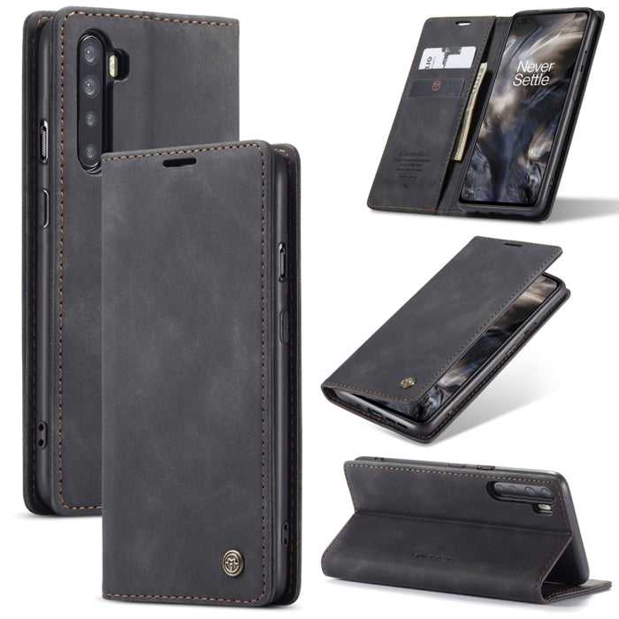 CaseMe-013 Estuche de cuero con tapa horizontal esmerilado retro multifuncional con ranura para tarjeta y soporte y billetera