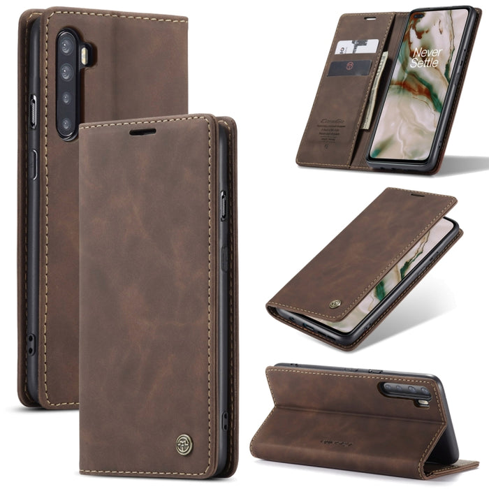 CaseMe-013 Estuche de cuero con tapa horizontal esmerilado retro multifuncional con ranura para tarjeta y soporte y billetera