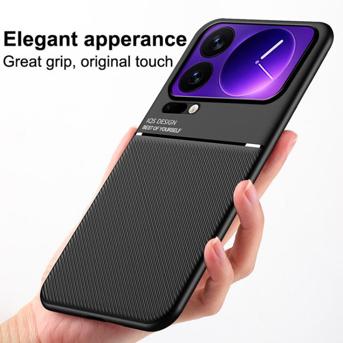 Funda para teléfono híbrida de policarbonato y TPU con diseño magnético con tiras inclinadas clásicas, For Xiaomi 17 Pro Max, For Xiaomi 17 Pro, For Xiaomi 17, For Xiaomi Poco M7 4G 169mm, For Xiaomi 15T Pro 5G, For Xiaomi 15T 5G, For Xiaomi 15S Pro   ...