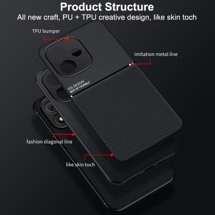Funda para teléfono híbrida de policarbonato y TPU con diseño magnético con tiras inclinadas clásicas, For Redmi Turbo 5 Max 5G / Poco X8 Pro Max 5G, For Redmi Turbo 5 5G / Poco X8 Pro 5G, For Redmi Note 15 Pro+ 5G 163.3mm / Poco M8 Pro 5G             ...