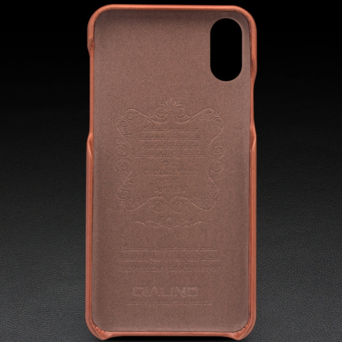 Para iPhone X / XS QIALINO Funda protectora de cuero de vaca a prueba de golpes
