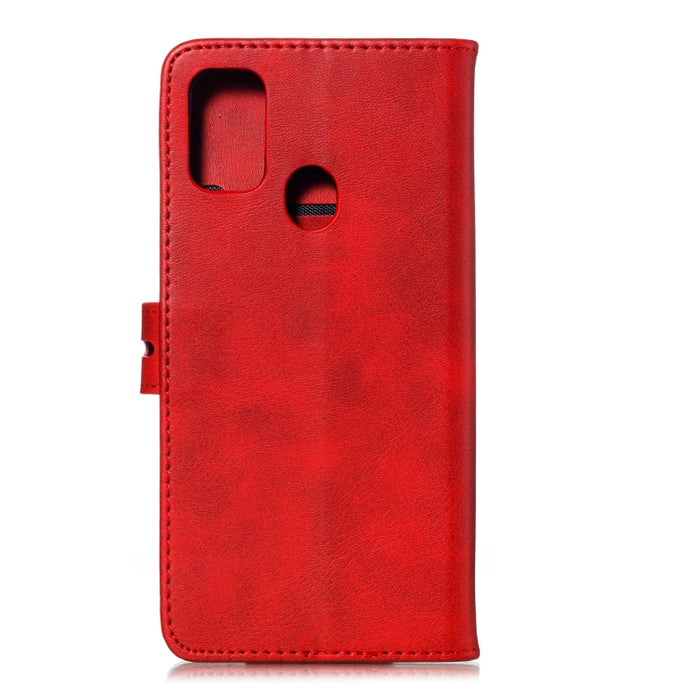 Estuche de cuero con tapa horizontal con patrón de gato feliz en relieve con soporte y ranuras para tarjetas y billetera y marco de fotos