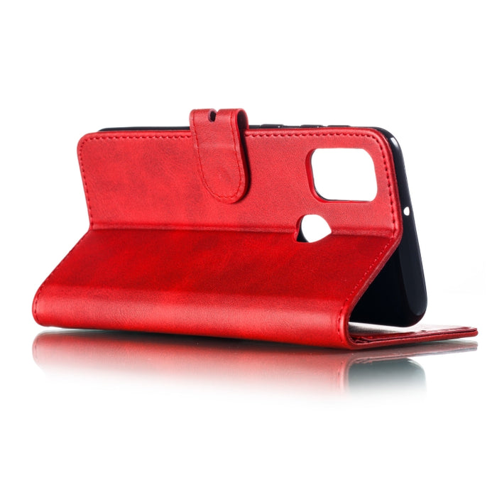 Estuche de cuero con tapa horizontal con patrón de gato feliz en relieve con soporte y ranuras para tarjetas y billetera y marco de fotos