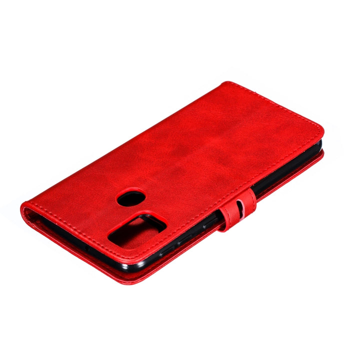 Estuche de cuero con tapa horizontal con patrón de gato feliz en relieve con soporte y ranuras para tarjetas y billetera y marco de fotos