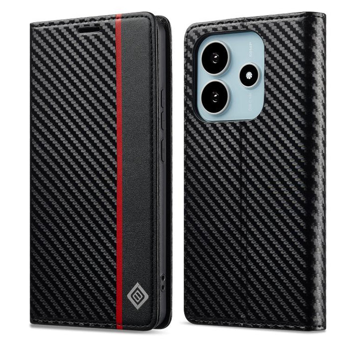 LC.IMEEKE Funda de cuero para teléfono con fibra de carbono, For Redmi Note 15 Pro+ 5G Global 163.3mm, For Redmi Note 15 4G / 5G Global 164mm, For Redmi Note 15 Pro 4G Global 163.2mm, For Redmi Note 15 Pro 5G Global 163.6mm                             ...