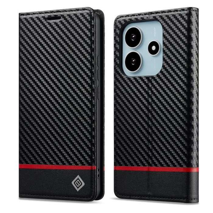 LC.IMEEKE Funda de cuero para teléfono con fibra de carbono, For Redmi Note 15 Pro+ 5G Global 163.3mm, For Redmi Note 15 4G / 5G Global 164mm, For Redmi Note 15 Pro 4G Global 163.2mm, For Redmi Note 15 Pro 5G Global 163.6mm                             ...