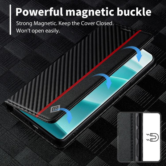 LC.IMEEKE Funda de cuero para teléfono con fibra de carbono, For Redmi Note 15 Pro+ 5G Global 163.3mm, For Redmi Note 15 4G / 5G Global 164mm, For Redmi Note 15 Pro 4G Global 163.2mm, For Redmi Note 15 Pro 5G Global 163.6mm                             ...