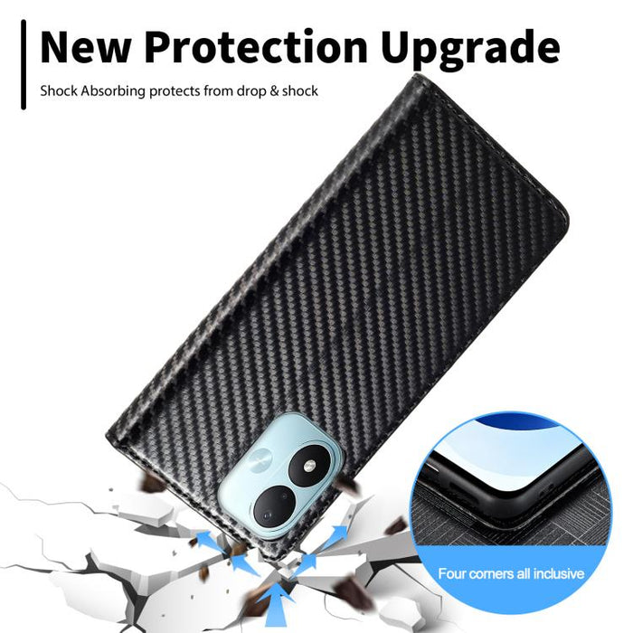 LC.IMEEKE Funda de cuero para teléfono con fibra de carbono, For Redmi Note 15 Pro+ 5G Global 163.3mm, For Redmi Note 15 4G / 5G Global 164mm, For Redmi Note 15 Pro 4G Global 163.2mm, For Redmi Note 15 Pro 5G Global 163.6mm                             ...