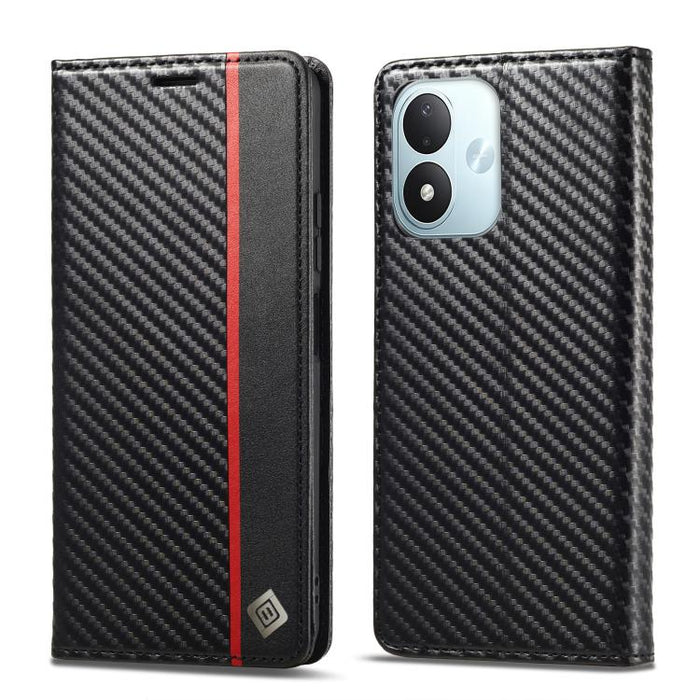 LC.IMEEKE Funda de cuero para teléfono con fibra de carbono, For Redmi Note 15 Pro+ 5G Global 163.3mm, For Redmi Note 15 4G / 5G Global 164mm, For Redmi Note 15 Pro 4G Global 163.2mm, For Redmi Note 15 Pro 5G Global 163.6mm                             ...
