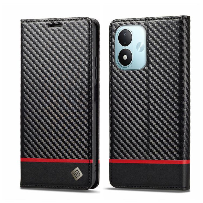 LC.IMEEKE Funda de cuero para teléfono con fibra de carbono, For Redmi Note 15 Pro+ 5G Global 163.3mm, For Redmi Note 15 4G / 5G Global 164mm, For Redmi Note 15 Pro 4G Global 163.2mm, For Redmi Note 15 Pro 5G Global 163.6mm                             ...