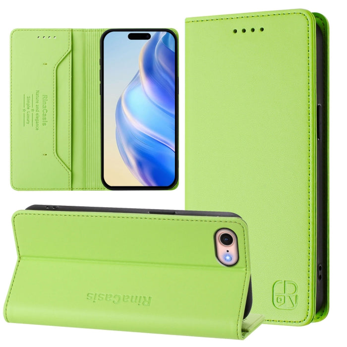 Estuche para teléfono de cuero con doble pliegue y succión magnética y RFID RC01, For iPhone 15, For iPhone 14 Plus, For iPhone 14 / 13, For iPhone 14 Pro, For iPhone 14 Pro Max, For iPhone 7 / 8 / SE 2022, For iPhone 13 Pro Max, For iPhone 13 Pro     ...