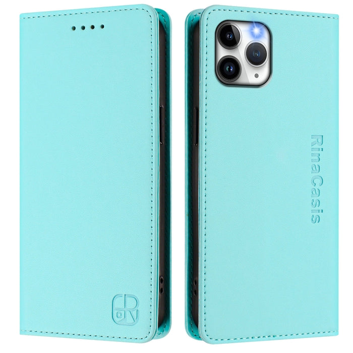 Estuche para teléfono de cuero con doble pliegue y succión magnética y RFID RC01, For iPhone 11 Pro Max, For iPhone 11, For iPhone 11 Pro, For iPhone X / XS, For iPhone XR, For iPhone XS Max, For iPhone 7 Plus / 8 Plus