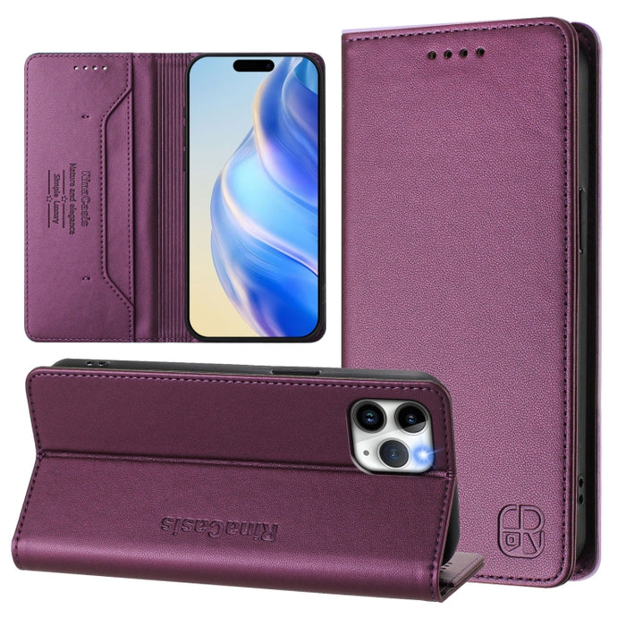 Estuche para teléfono de cuero con doble pliegue y succión magnética y RFID RC01, For iPhone 11 Pro Max, For iPhone 11, For iPhone 11 Pro, For iPhone X / XS, For iPhone XR, For iPhone XS Max, For iPhone 7 Plus / 8 Plus