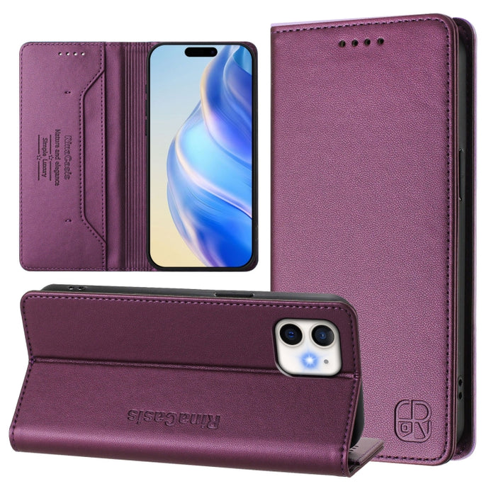 Estuche para teléfono de cuero con doble pliegue y succión magnética y RFID RC01, For iPhone 11 Pro Max, For iPhone 11, For iPhone 11 Pro, For iPhone X / XS, For iPhone XR, For iPhone XS Max, For iPhone 7 Plus / 8 Plus
