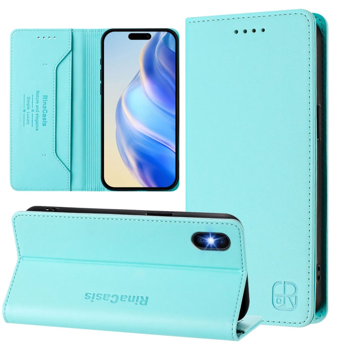 Estuche para teléfono de cuero con doble pliegue y succión magnética y RFID RC01, For iPhone 11 Pro Max, For iPhone 11, For iPhone 11 Pro, For iPhone X / XS, For iPhone XR, For iPhone XS Max, For iPhone 7 Plus / 8 Plus