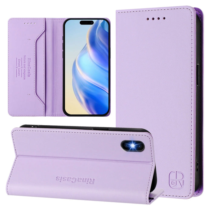 Estuche para teléfono de cuero con doble pliegue y succión magnética y RFID RC01, For iPhone 11 Pro Max, For iPhone 11, For iPhone 11 Pro, For iPhone X / XS, For iPhone XR, For iPhone XS Max, For iPhone 7 Plus / 8 Plus