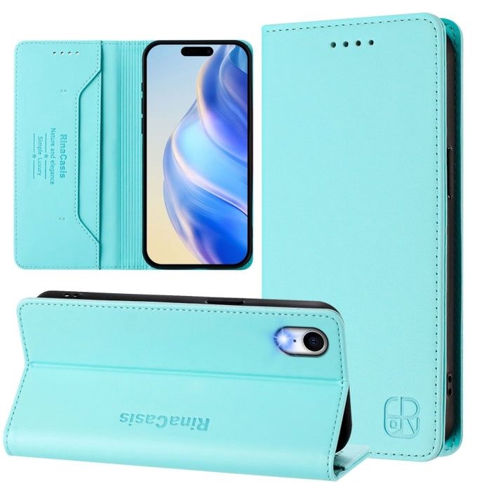 Estuche para teléfono de cuero con doble pliegue y succión magnética y RFID RC01, For iPhone 11 Pro Max, For iPhone 11, For iPhone 11 Pro, For iPhone X / XS, For iPhone XR, For iPhone XS Max, For iPhone 7 Plus / 8 Plus