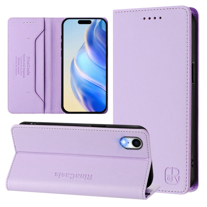 Estuche para teléfono de cuero con doble pliegue y succión magnética y RFID RC01, For iPhone 11 Pro Max, For iPhone 11, For iPhone 11 Pro, For iPhone X / XS, For iPhone XR, For iPhone XS Max, For iPhone 7 Plus / 8 Plus