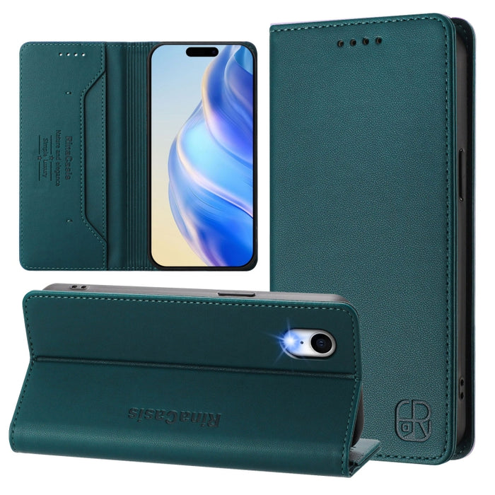 Estuche para teléfono de cuero con doble pliegue y succión magnética y RFID RC01, For iPhone 11 Pro Max, For iPhone 11, For iPhone 11 Pro, For iPhone X / XS, For iPhone XR, For iPhone XS Max, For iPhone 7 Plus / 8 Plus