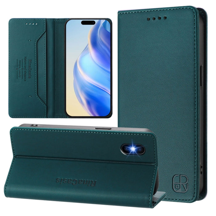 Estuche para teléfono de cuero con doble pliegue y succión magnética y RFID RC01, For iPhone 11 Pro Max, For iPhone 11, For iPhone 11 Pro, For iPhone X / XS, For iPhone XR, For iPhone XS Max, For iPhone 7 Plus / 8 Plus