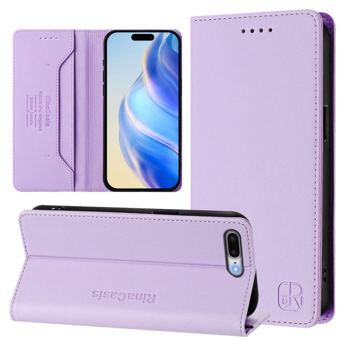 Estuche para teléfono de cuero con doble pliegue y succión magnética y RFID RC01, For iPhone 11 Pro Max, For iPhone 11, For iPhone 11 Pro, For iPhone X / XS, For iPhone XR, For iPhone XS Max, For iPhone 7 Plus / 8 Plus