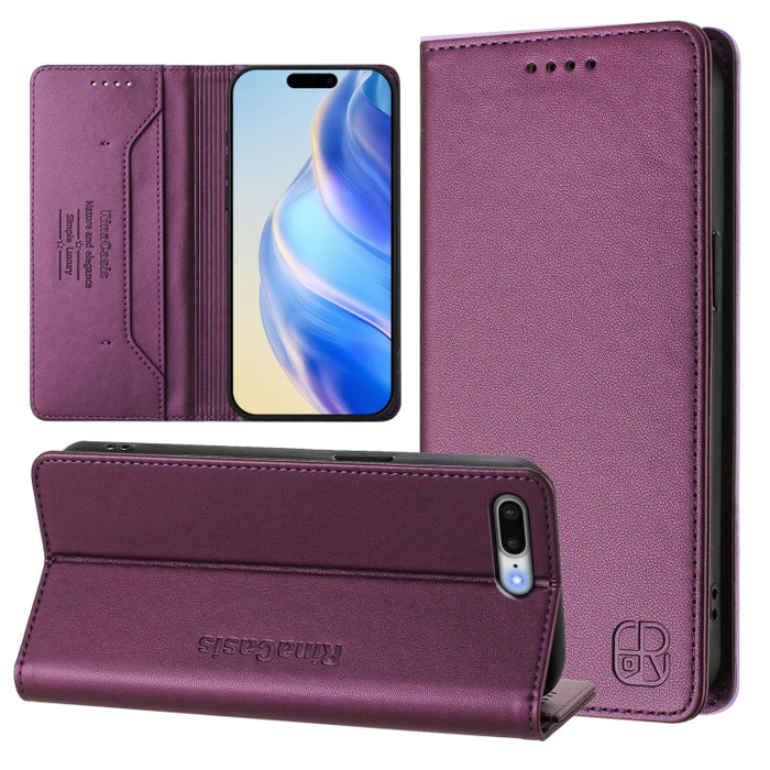 Estuche para teléfono de cuero con doble pliegue y succión magnética y RFID RC01, For iPhone 11 Pro Max, For iPhone 11, For iPhone 11 Pro, For iPhone X / XS, For iPhone XR, For iPhone XS Max, For iPhone 7 Plus / 8 Plus