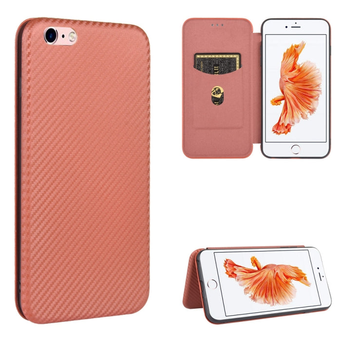 Textura de fibra de carbono Flip horizontal magnético TPU + PC + Funda de cuero PU con ranura para tarjeta, For iPhone 11 Pro, For iPhone 6 / 6s, For iPhone 6 Plus / 6s Plus, For iPhone 11 Pro Max, For iPhone 11, For iPhone 12 mini, For iPhone 12 / 12 ...