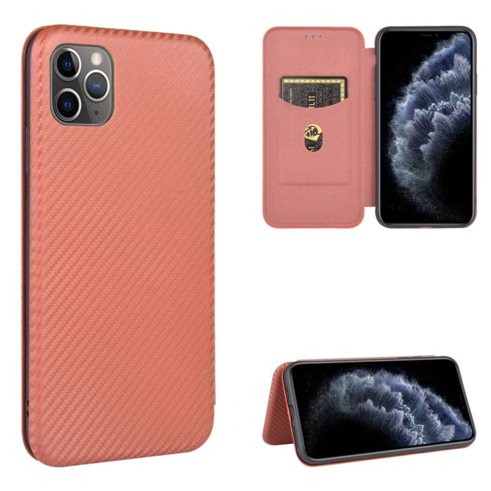 Textura de fibra de carbono Flip horizontal magnético TPU + PC + Funda de cuero PU con ranura para tarjeta, For iPhone 11 Pro, For iPhone 6 / 6s, For iPhone 6 Plus / 6s Plus, For iPhone 11 Pro Max, For iPhone 11, For iPhone 12 mini, For iPhone 12 / 12 ...