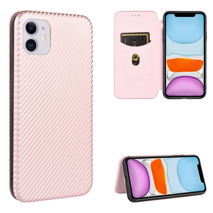 Textura de fibra de carbono Flip horizontal magnético TPU + PC + Funda de cuero PU con ranura para tarjeta, For iPhone 11 Pro, For iPhone 6 / 6s, For iPhone 6 Plus / 6s Plus, For iPhone 11 Pro Max, For iPhone 11, For iPhone 12 mini, For iPhone 12 / 12 ...