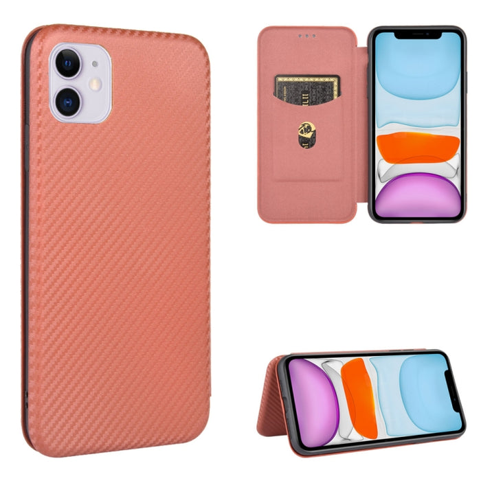Textura de fibra de carbono Flip horizontal magnético TPU + PC + Funda de cuero PU con ranura para tarjeta, For iPhone 11 Pro, For iPhone 6 / 6s, For iPhone 6 Plus / 6s Plus, For iPhone 11 Pro Max, For iPhone 11, For iPhone 12 mini, For iPhone 12 / 12 ...