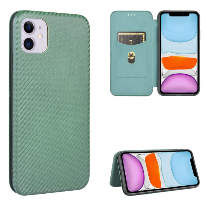 Textura de fibra de carbono Flip horizontal magnético TPU + PC + Funda de cuero PU con ranura para tarjeta, For iPhone 11 Pro, For iPhone 6 / 6s, For iPhone 6 Plus / 6s Plus, For iPhone 11 Pro Max, For iPhone 11, For iPhone 12 mini, For iPhone 12 / 12 ...
