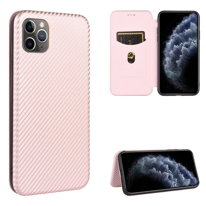 Textura de fibra de carbono Flip horizontal magnético TPU + PC + Funda de cuero PU con ranura para tarjeta, For iPhone 11 Pro, For iPhone 6 / 6s, For iPhone 6 Plus / 6s Plus, For iPhone 11 Pro Max, For iPhone 11, For iPhone 12 mini, For iPhone 12 / 12 ...