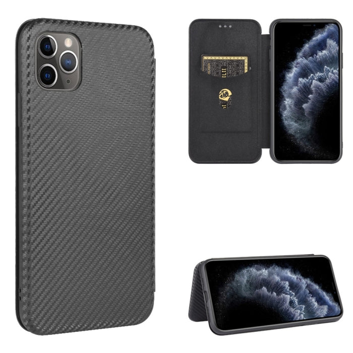Textura de fibra de carbono Flip horizontal magnético TPU + PC + Funda de cuero PU con ranura para tarjeta, For iPhone 11 Pro, For iPhone 6 / 6s, For iPhone 6 Plus / 6s Plus, For iPhone 11 Pro Max, For iPhone 11, For iPhone 12 mini, For iPhone 12 / 12 ...